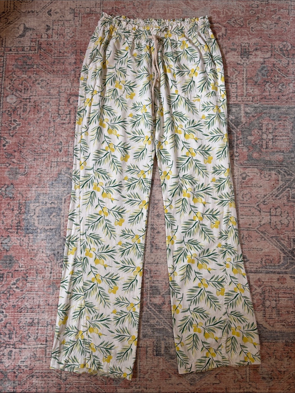 Cali1850 Women’s Drawstring Smocked Beach Pants Size Small
